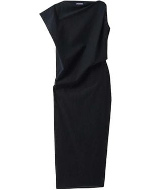 Jacquemus La Robe Drap Midi Dress - Black