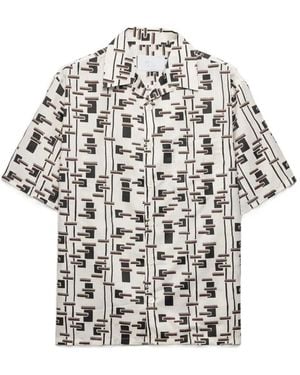 Prada Printed Cotton Silk Blend Shirt - White