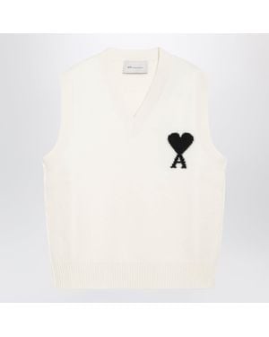 Ami Paris Ami De Coeur Wool Vest - White