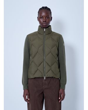 Moncler Wool & Cashmere Padded Zip-Up Cardigan - Green