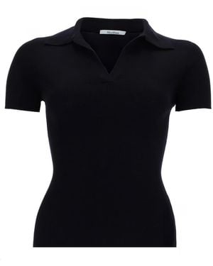 Max Mara Collared Top Virgin Wool Tops - Black