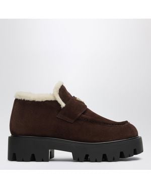 Prada Dark Suede Moccasins - Brown
