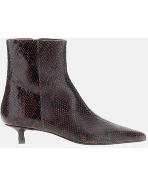 Aeyde Sofia Ankle Boots Snake Print Calf Leather - White