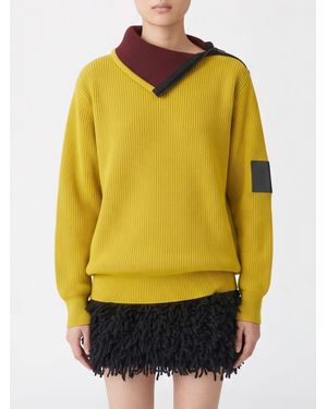 Loewe Relaxed Fit Wool Turtleneck With Side Zip And Patches - Yellow