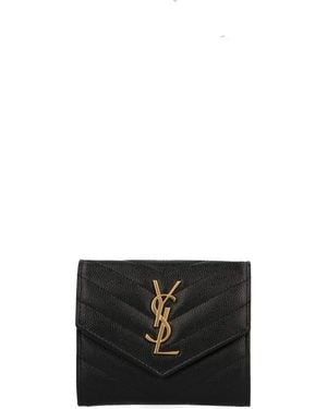 Saint Laurent "Cassandre" Small Wallet - Black