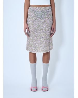Prada Re-Nylon Floral Midi Skirt - Blue