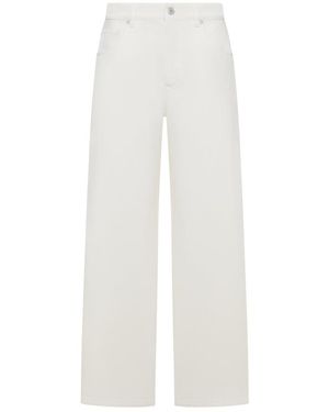 Brunello Cucinelli Wide Leg Cotton Pants - White