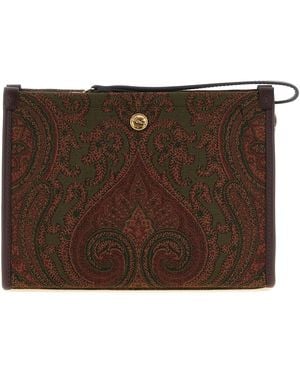 Etro Medium Jacquard Pouch - Brown