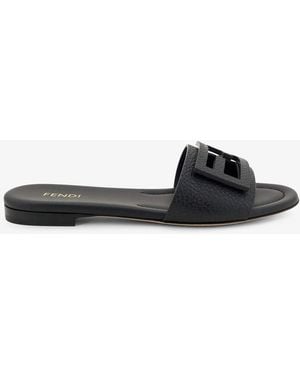 Fendi Leather Tube Sandals - Black