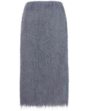 Dries Van Noten Sokna Lightweight Fringed Midi Skirt - Gray