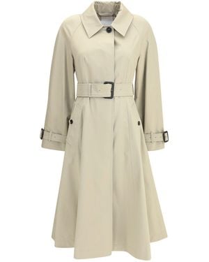 Burberry Ellingham Fit-And-Flare Long Gabardine Trench Coat - Natural