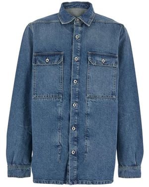 Rick Owens Shirt With Classic Collar And Applied Chest Pockets - Blue