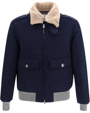 Brunello Cucinelli Cashmere Beaver Jacket - Blue