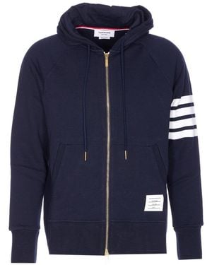 Thom Browne 4Bar Zipped Hoodie - Blue