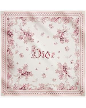 Dior Dior Dior Lilac Bouquet Print Silk Foulard - Pink