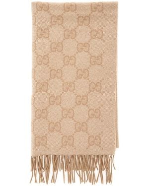 Gucci Cashmere Scarf Gg - Natural