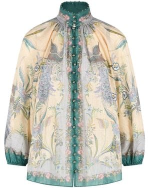 Zimmermann 'Indra Billow' Cotton Blend Blouse - Blue