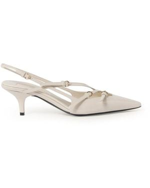 Miu Miu Patent Leather Slingback With Buckles - White
