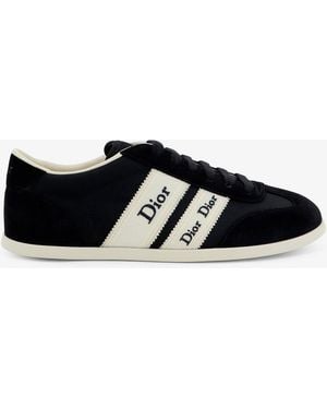 Dior Dior Leather Ribbon Sneakers With Embroidered Logo On The Side - Black