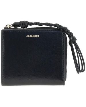Jil Sander Tangle Leather Zippered Cardholder - Blue