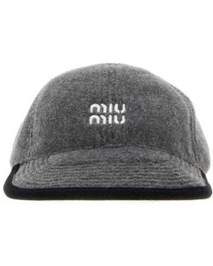 Miu Miu Flannel Baseball Cap - Gray