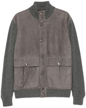Brunello Cucinelli Padded Leather Jacket - Gray