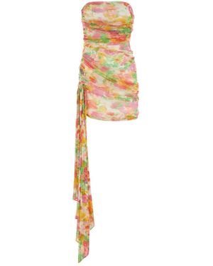 Saint Laurent Printed Tulle Mini Dress | Lyst