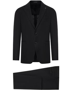 Tagliatore Vesuvio Single-Breasted Linen Suit - Black