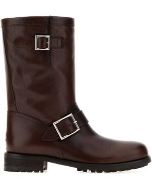 Jimmy Choo Chocolate Leather Biker Boots - Brown