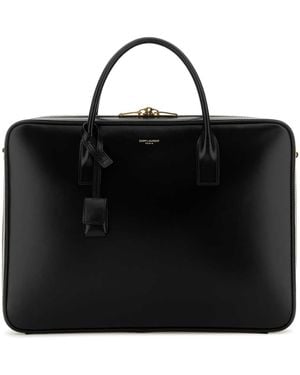 Saint Laurent Leather Large Sac De Jour Handbag - Black