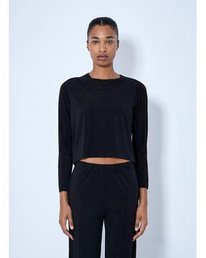 Issey Miyake Long Sleeve Cropped Top - Blue