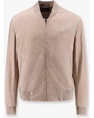 BOSS Masic Leather Jacket - Natural
