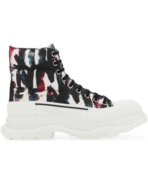 Calvin Klein Printed Fabric Tread Slick Sneakers - White