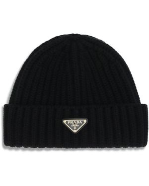 Prada Virgin Wool Beanie Hat - Black