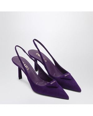 Prada Suede Slingback Pumps - Purple