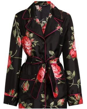 Dolce & Gabbana Dolce & Gabbana Roses Bouquet Print Silk Shirt - Black