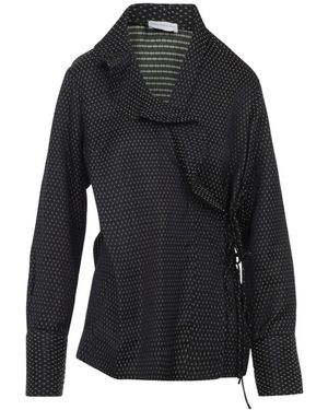 Dries Van Noten Calberton Shirt With Ruffled Neck And Geometric Pattern - Black
