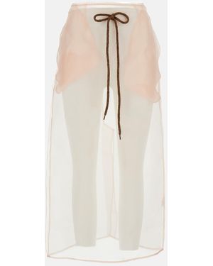 Simone Rocha Sheer Column Midi Skirt - White