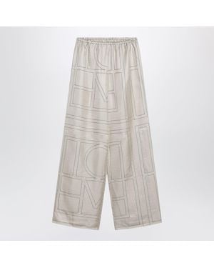 TOTEME Ivory Monogram Silk Pajama Pants - Gray