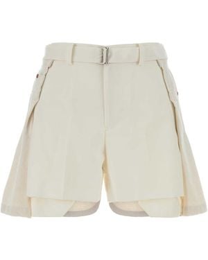 Sacai Polyester And Denim Shorts - White