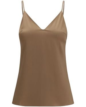 Brunello Cucinelli Stretch Silk Top - Brown