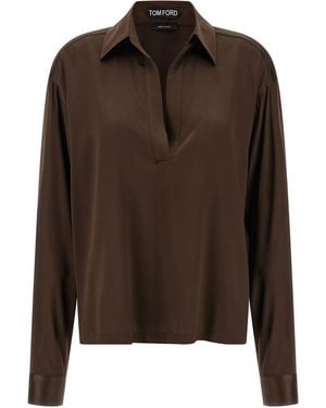 Tom Ford Silk Polo Shirt - Brown