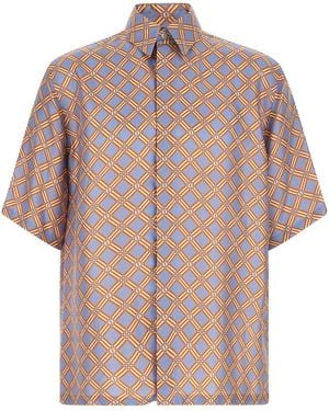 Fendi 'Net' Print Silk Shirt - Pink
