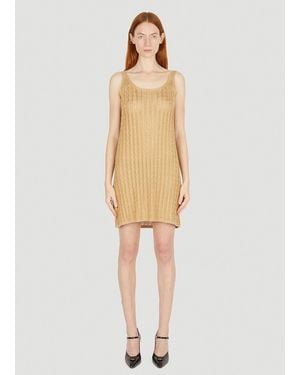 Prada Metallic Cabel Knit Dress - Natural