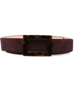 Roger Vivier Belle Vivier Leather Belt - White