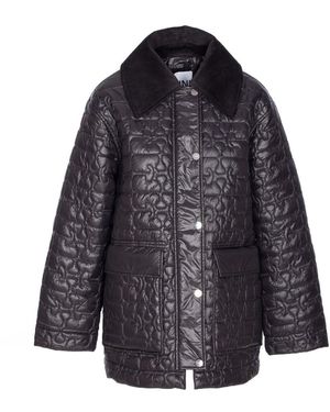 ジャケット Ganni BLACK SHINY QUILT MIDI JACKET Black Sand Black Shiny Quilt Midi Jacket | GANNI US