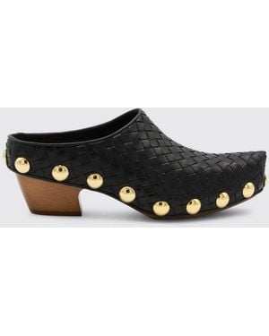 Bottega Veneta Gondola Woven Leather Mules With Studs - White