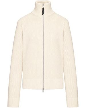Maison Margiela Ribbed Cotton Zip-Up Cardigan - Natural