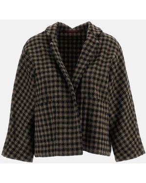 Daniela Gregis Peona Bianco Check Wool Jacket - Black