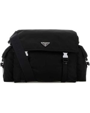 Prada Re-Nylon Explore Shoulder Handbag 40 Cm - Black